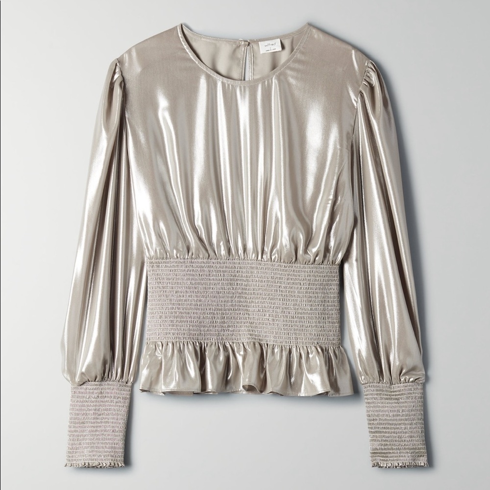 Aritzia Wilfred Metallic Top New